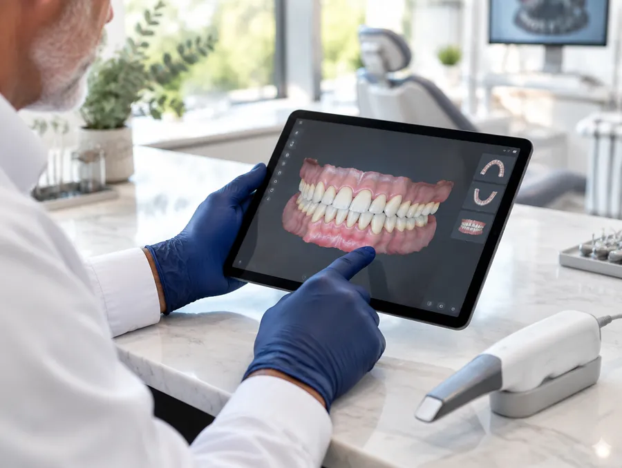 Planejamento digital do sorriso em tela de computador